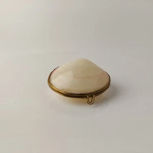 Vintage Muschel rosa Muschel Schmuck oder Pillendose Geldbörse Messing aufklappbar #5661 - Bild 1 von 14