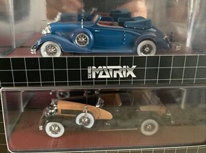 2 X 1935 DUESENBERG 1/43 CAR MODELS: DUAL COWL/ CABRIOLET D’LETEREN BY MATRIX - Picture 1 of 24