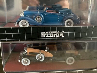 2 X 1935 DUESENBERG 1/43 CAR MODELS: DUAL COWL/ CABRIOLET D’LETEREN BY MATRIX - Image 1 of 4