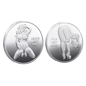 Tails I Get Head Heads I Get Tail Challenge Coin Sexy Lady Medal Collection - Bild 1 von 4