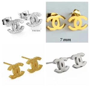 Orecchini piccoli Argento Oro Brillantini Donna bigiotteria 2025 Stile LV Chanel - Foto 1 di 5