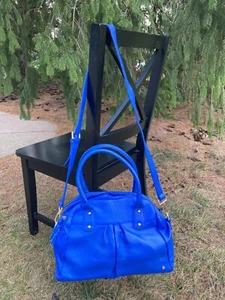 Stephanie Johnson Crossbody Purse Satchel Handbag Blue Leather - Picture 1 of 18