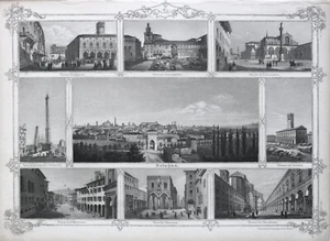Bologna. Souvenirblatt, echter Stahlstich um 1850 - Picture 1 of 2