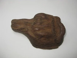 ANTIQUE CARVED WOOD WOODEN FRAGMENT OF A DOG FACE XIX - Picture 1 of 5