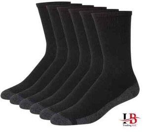 6 Pairs Men's Sports Cushion Cotton Crew Socks Athletic Work Size 9-11 10-13 - Picture 1 of 4