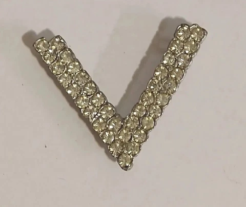 Estate Antique/ Vintage Rhinestone large Letter V Button by WMCA Cover