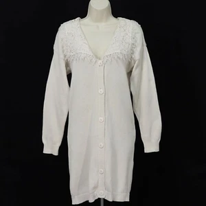 Gunne Sax Jessica McClintock VTG 80's Long Sweater Lace Collar M Medium Prairie - Picture 1 of 9