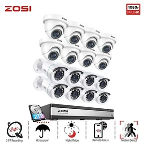 ZOSI 16CH 1080p Outdoor Home CCTV Security Camera System 5MP H.265+DVR 2TB HDD - Picture 1 of 9