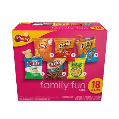 FRITO-LAY2GO Frito-Lay Family Fun Mix Variety Pack Snack Chips, 18 Count Multipack New