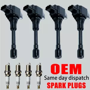4X OEM Ignition Coil & 4X Iridium Spark Plug for Nissan Altima Sentra UF549 - Picture 1 of 15