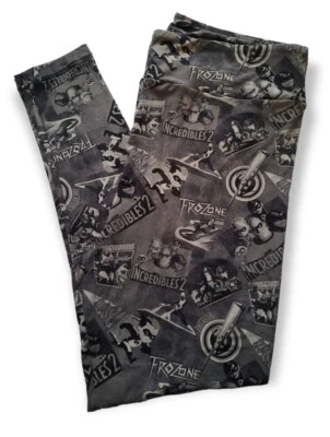 Leggings Lularoe Disney Los Increíbles TC2 Negro Gris Super Héroes Villian Nuevos sin Etiquetas Foto 1 de 3
