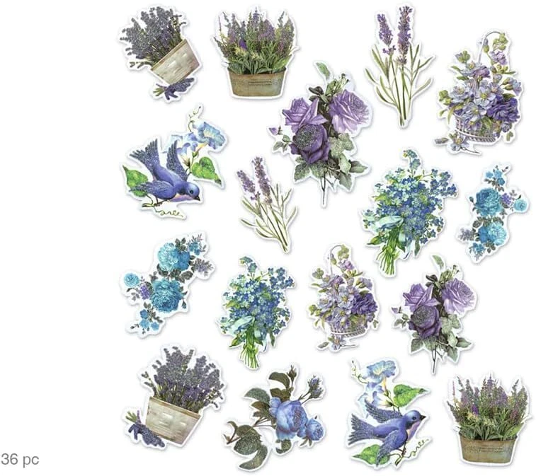 Arreglo de flores de lavanda estilo vintage troquelado formas brillantes Foto 1 de 1