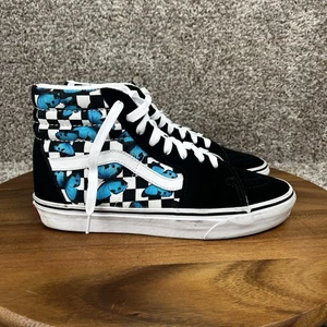 Scarpe VANS SK8-HI donna taglia 9 blu farfalle sneakers in tela scamosciata a scacchi - Foto 1 di 9