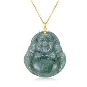 Collier Bouddha en Or 14K pour Femme, Cabane Bouddha Rieur en Or Jaune Véritable... - Photo 1/5