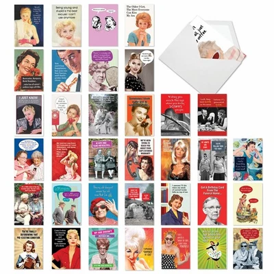 - 36 Assorted Funny Birthday Cards Bulk Box Set w/Envelopes, Vintage Adult Hu... - Image 1 of 4
