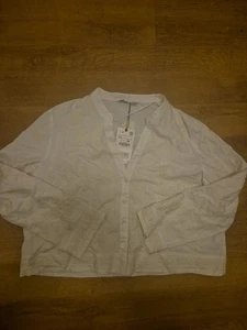 ZARA OVERSHIRT LEINENMISCHUNG BESTICKT CREME NEU GR. XXL  - Bild 1 von 9