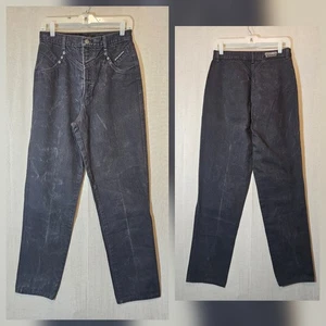 Vtg Rocky Mountain Jeans 32 13 Black Bareback High Rise Western Rockies Tapered - Picture 1 of 10