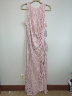 Alex Evenings Shell Pink Style 81122434 Size 14 Long Gown - Image 1 of 4