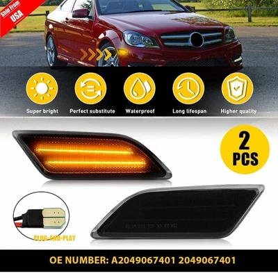 Front Side Bumper LED Marker Lights For 2012-2014 Mercedes Benz C250 C300 C350 - Image 1 of 4