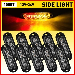 10X Amber+Red 4 LED Indicator Light Side Marker Lamp Fit Trailer Lorry Bus Boat - Picture 1 of 11