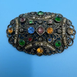 Vintage 30er Jahre Tschechische Strass Kunstperlen Brosche Art Deco - Bild 1 von 9