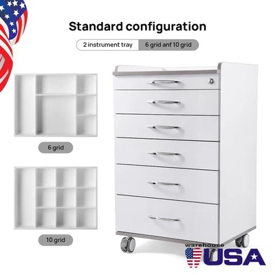 Carros de carro dental médico de 5 cajones gabinete de almacenamiento instrumento y ruedas de 360° Foto 1 de 4