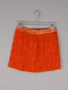 Juicy Couture Tassel Mini Skirt Girls 14 Lrg Orange Pull On Elastic Band Flapper - Bild 1 von 13