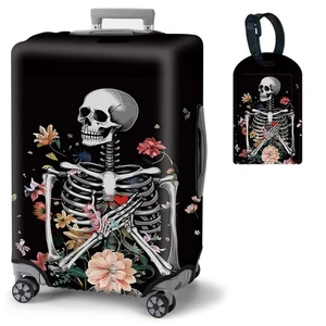Blumen Totenkopf Koffer Abdeckung Elastisch Schutz Staubdicht Waschbar Reisekoffer... - Bild 1 von 7