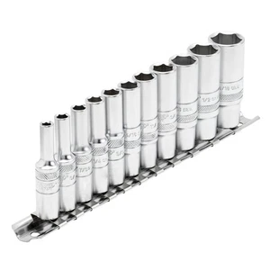 Draper 1/4"D Deep Imperial Socket Set on Metal Rail 11 Piece 5/32" - 9/16" 16491 - Picture 1 of 2
