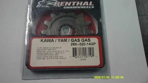 Piñón delantero Renthal para modelos Kawasaki Z650 2017-25 P/N 289--520-14GP - Imagen 1 de 5