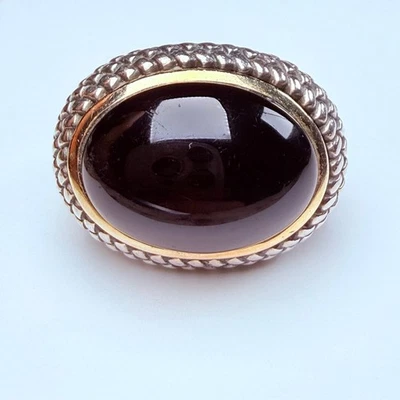 Anillo de Colección Oro Amarillo 14K 8 CT Cúpula de Ónix Negro Tejido 925 Texturizado Foto 1 de 4