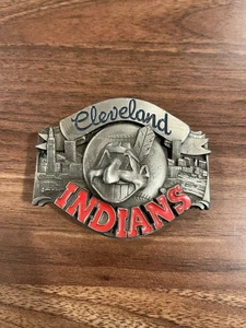 Hebilla de cinturón vintage de los Indios de Cleveland Siskiyou peltre 1988 nunca usada #462 - Imagen 1 de 7