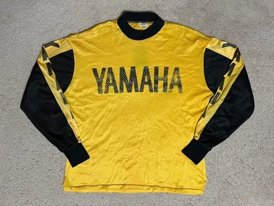 1970s Vintage YAMAHA MOTORCYCLES mesh MEDIUM Shirt JERSEY 70s 80s? Men's yellow - Image 1 of 4