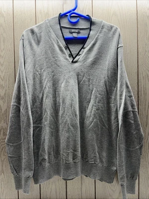Suéter Kenneth Cole Reaction Henley Para Hombre Talla XL Sonia Gris Jaspeado Pullover Foto 1 de 4