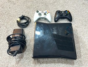 Xbox 360 S Console with Controllers, Cables, and Box