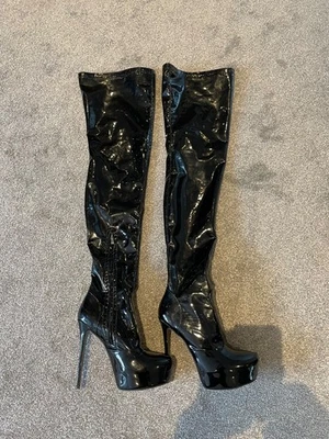 thigh length pvc boots - size 47 - suit a UK 10-12 fetish - Image 1 of 4