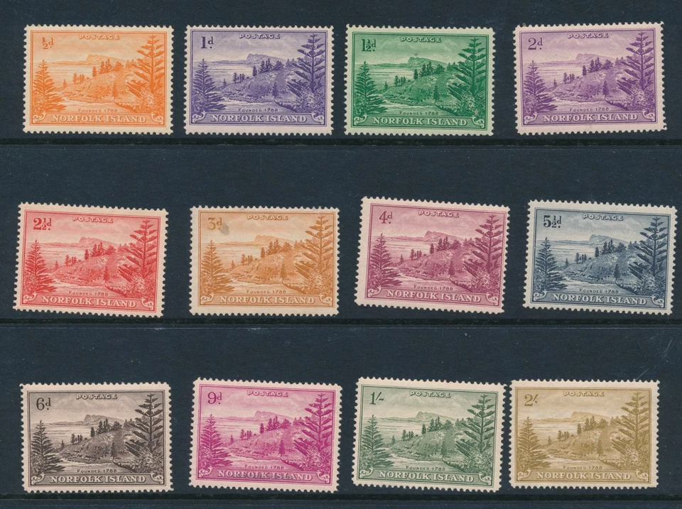 Isla Norfolk, 1947 a 2 chelines finos MM Foto 1 de 1