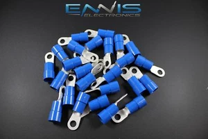 6 GAUGE VINYL 1/4 RING 5 PK CRIMP TERMINAL CONNECTOR AWG GA CAR EYE BVRT614 - Picture 1 of 4