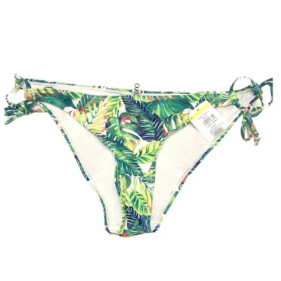 Parte inferior de bikini Xoxo verde con estampado de palma atada laterales nueva con etiquetas talla grande Foto 1 de 4