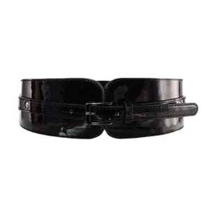 Lady Patent Leather Belt Waistband Wet Look Buckle Cincher for Dress Coat Belt - Picture 1 of 14