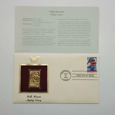 4 Folk Heroes 22kt Gold Stamps First Day of Issue 32 Cent July 11, 1996. STP31 - Image 1 of 4