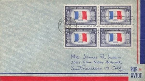 915 5c FRANCE FDC - Eaton Paper Air Mail envelope - room for add-on - Picture 1 of 1