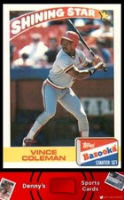 1989 Topps Bazooka #6 Vince Coleman St. Louis Cardinals Baseball Card
