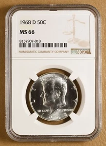 1968 D Kennedy Silver Half Dollar NGC MS66 - Picture 1 of 4