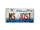 Illinois Land of Lincoln Red White Metal Expired License Plate MS JOSI Man Cave