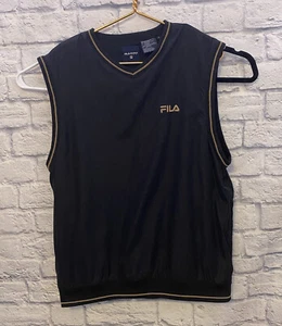 Fila Golf Black Pullover Windbreaker Vest Sleeveless Jacket Pockets Men's Small - Picture 1 of 10
