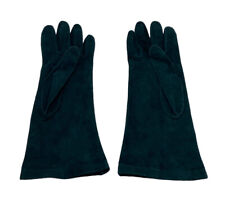 Vintage Suede Gloves Womens Sz 7.5 Forest Green Silk Lined