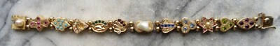 Vintage Victorian Style 14K Gold Slide Bracelet with Gemstones - Image 1 of 4