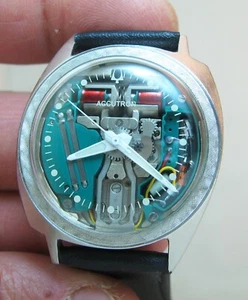 SERVICED 214 ACCUTRON BULOVA SPACEVIEW STAINLESS STEEL TUNING FORK MEN WATCH M5 - Picture 1 of 4