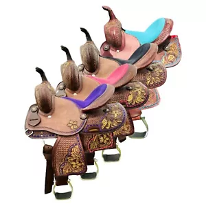 Silla de montar occidental de cañón para niños jóvenes con trenzado floral envío gratuito - Imagen 1 de 19